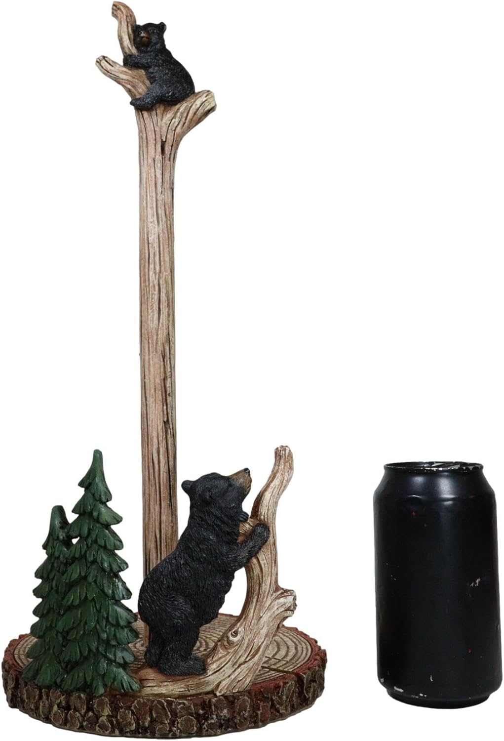 Ebros Gift Rustic Nature Wildlife Woodland Black Bear Cubs Climbing On Tree Branch in Pine Forest Paper Towel Holder Display Dispenser Stand Kitchen Bathroom Home Decor Party Hosting Accent