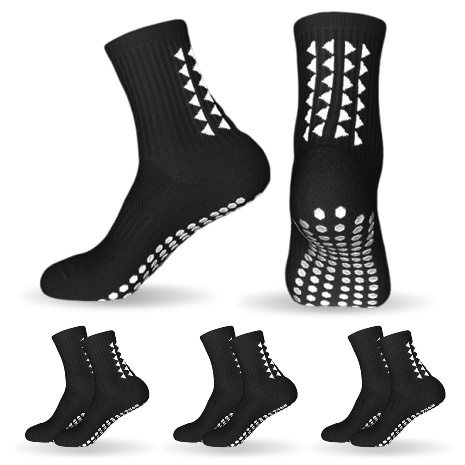 3 paia di calzini traspiranti per bambini, assorbono il sudore, calzini antiscivolo per bambini, per corsa, hockey, calcio, rugby, età 9-12 anni