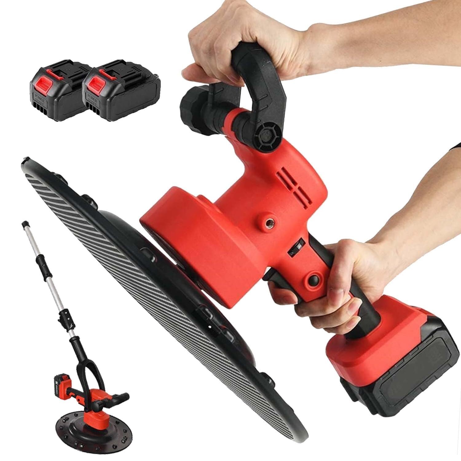 Sdtoop One Color Cement Wall Surface Smoothing Machine,6 Speed Power Trowels,Electric Plaster Mortar Putty Trowel, Adjustable,For Polishing(2Battery)