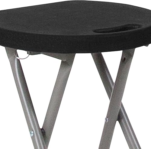 Miniatura 6 de Flash Furniture Taburete plegable Micah con asiento de plástico negro y marco gris titanio