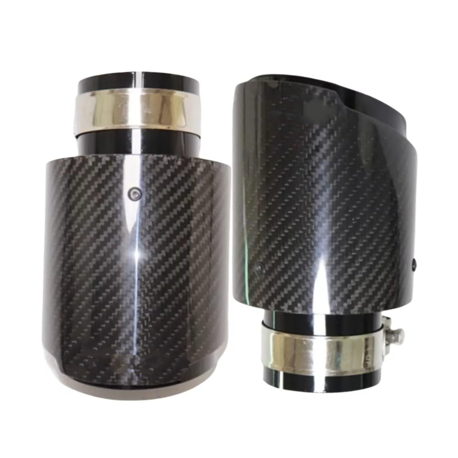 Terminales Escape Universal Coche Brillante Fibra Carbono Silenciador Punta Escape Tubo Silenciadores Boquilla Recta Inoxidable Negro 1 Pieza