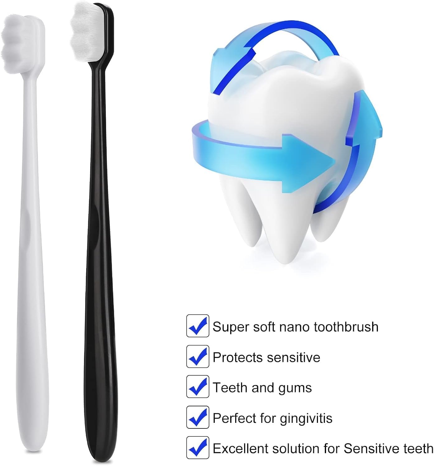 BHARAT EXPORTS Extra Soft Toothbrush for Sensitive Gums and Teeth. Micro Nano Toothbrushes with 20,000 Ultra Soft Bamboo Charcoal Bristles. Excellent Cleaning Effect Set of 2.. Random colour 2
