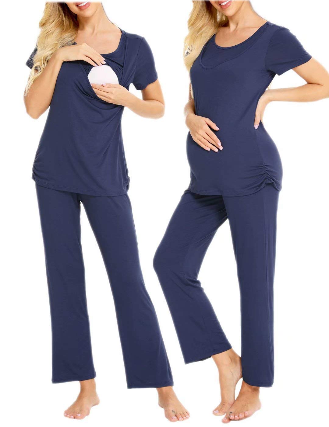 LecGeeLabor/Delivery Maternity Nursing Pajama Sets Loungewear for Breastfeeding Nursing Shirts Pregnancy Pants