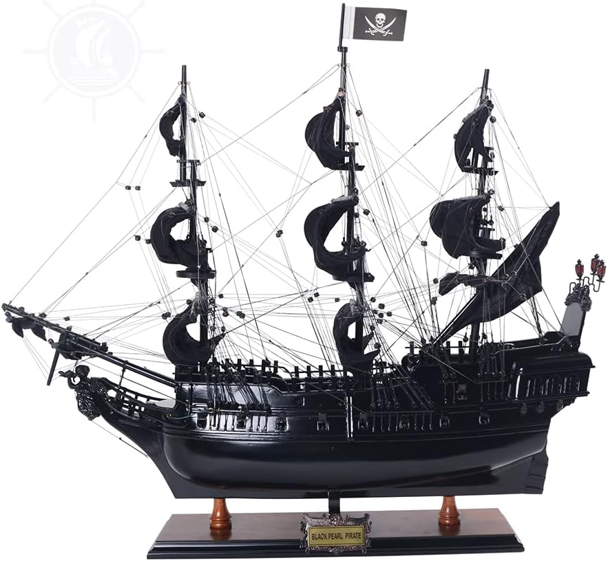 Black Pearl Pirate Ship Model Collecitble - Medium - Museum Quality Finish for Home & Office - Fully Assembled - 28.0L x 8.0W x 24.0H Inches