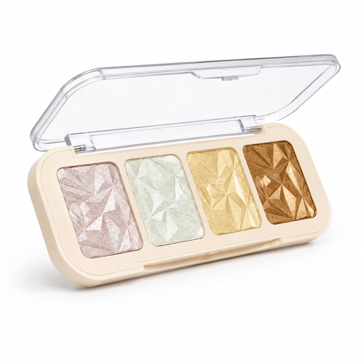 4 Color Highlighter Makeup Palette | Shimmer Illuminator Powder for Face, Cheeks & Nose | Pearl, Champagne, Gold & Bronze Glow | Long Lasting Blendable Highlighter for All Skin Types-image-0