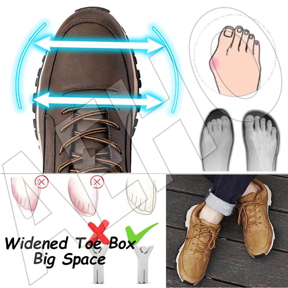 AEHO Orthopädische Schuhe Herren Slip On Sneaker Leder Ohne Schnürsenkel Turnschuhe Leichte Laufschuhe Atmungsaktive Sportschuhe Schuhe Outdoor Walkingschuhe,Khaki,43/265mm