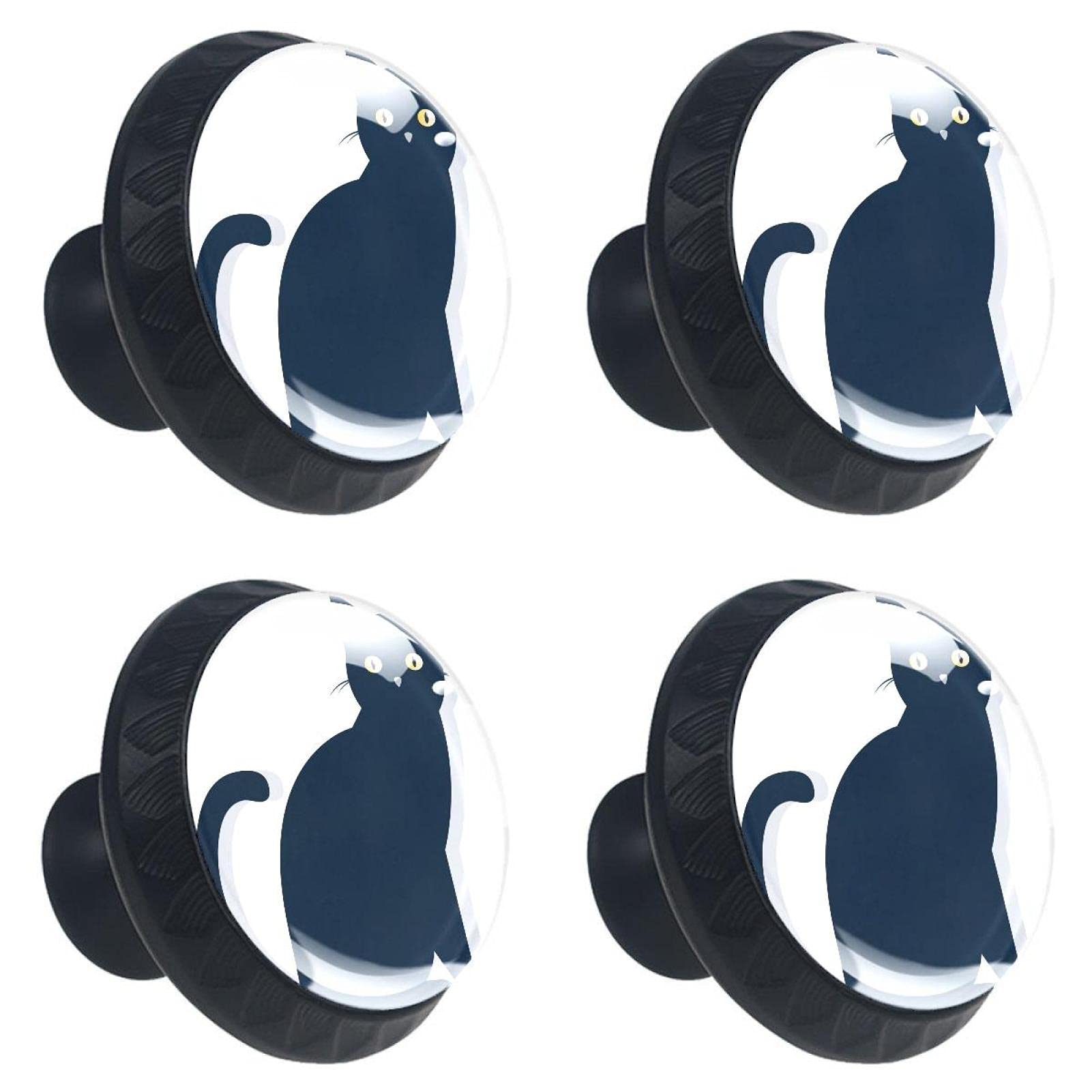 Boutons de porte de placard en forme de chat blanc lot de 4 pour meuble