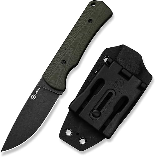 CIVIVI Jencks Fixed Blade Knife with Kydex Sheath, 3.54" 14C28N Blade G10 Handle, Full Tang Camping Hunting EDC Knife C24051-2 (OD Green)