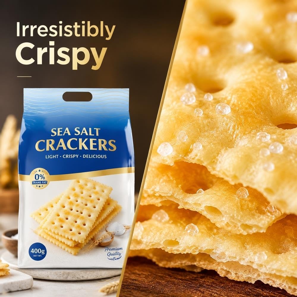 Crackers con soda e sale marino, senza aggiunta di saccarosio, 400 g