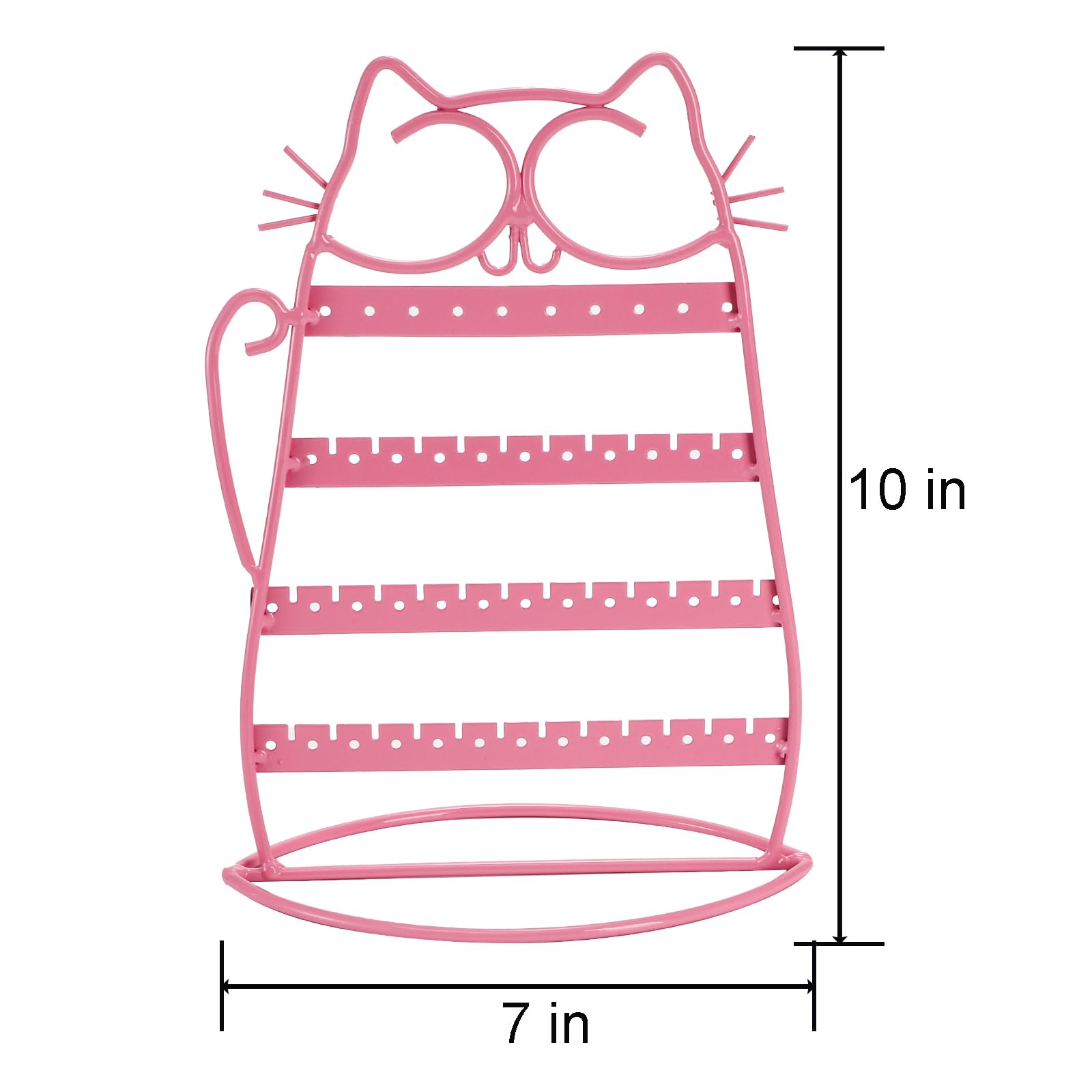 Okllen Earring Holder Organizer, Cat Shaped Earring Tree Shelf, Jewelry Organizer Stand Metal 46 Stud Earring Holes for Vanity, Dresser, Pink