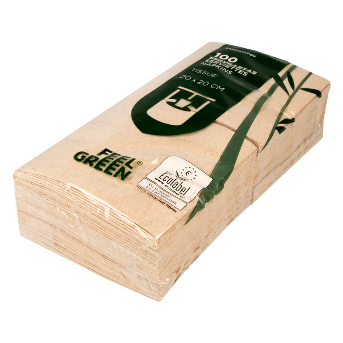 García de Pou 4800 Unidades - 143.70 Servilletas Ecolabel, 2 Capas, 18 G/M2, 20 x 20 cm, Natural