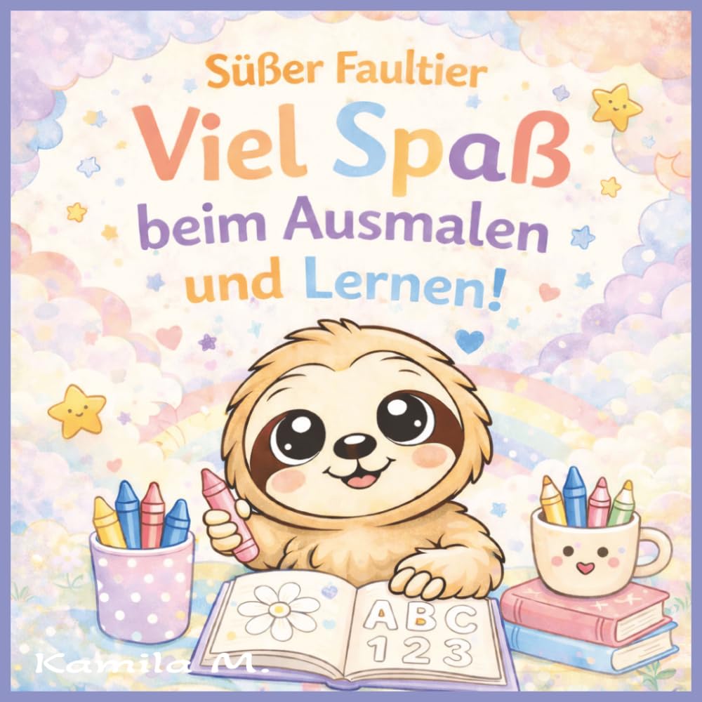 Süßer Faultier: Viel Spaß beim Ausmalen und Lernen für Kinder von 3-5 Jahren