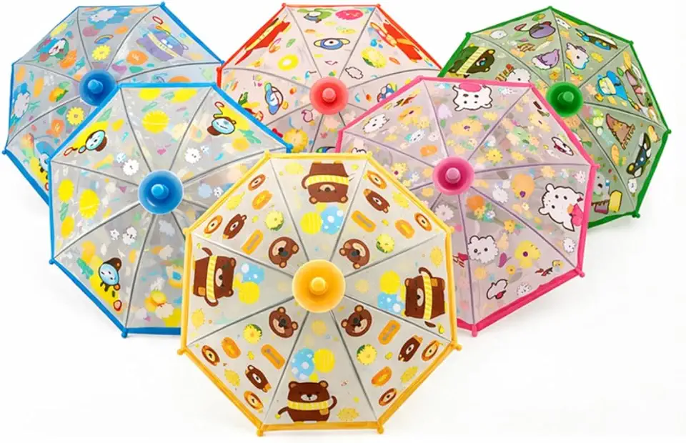 Guarda-Chuva Infantil Transparente com Estampa Poliéster Abertura Manual Octogonal 100 cm de Diâmetro para Proteção Contra Chuva