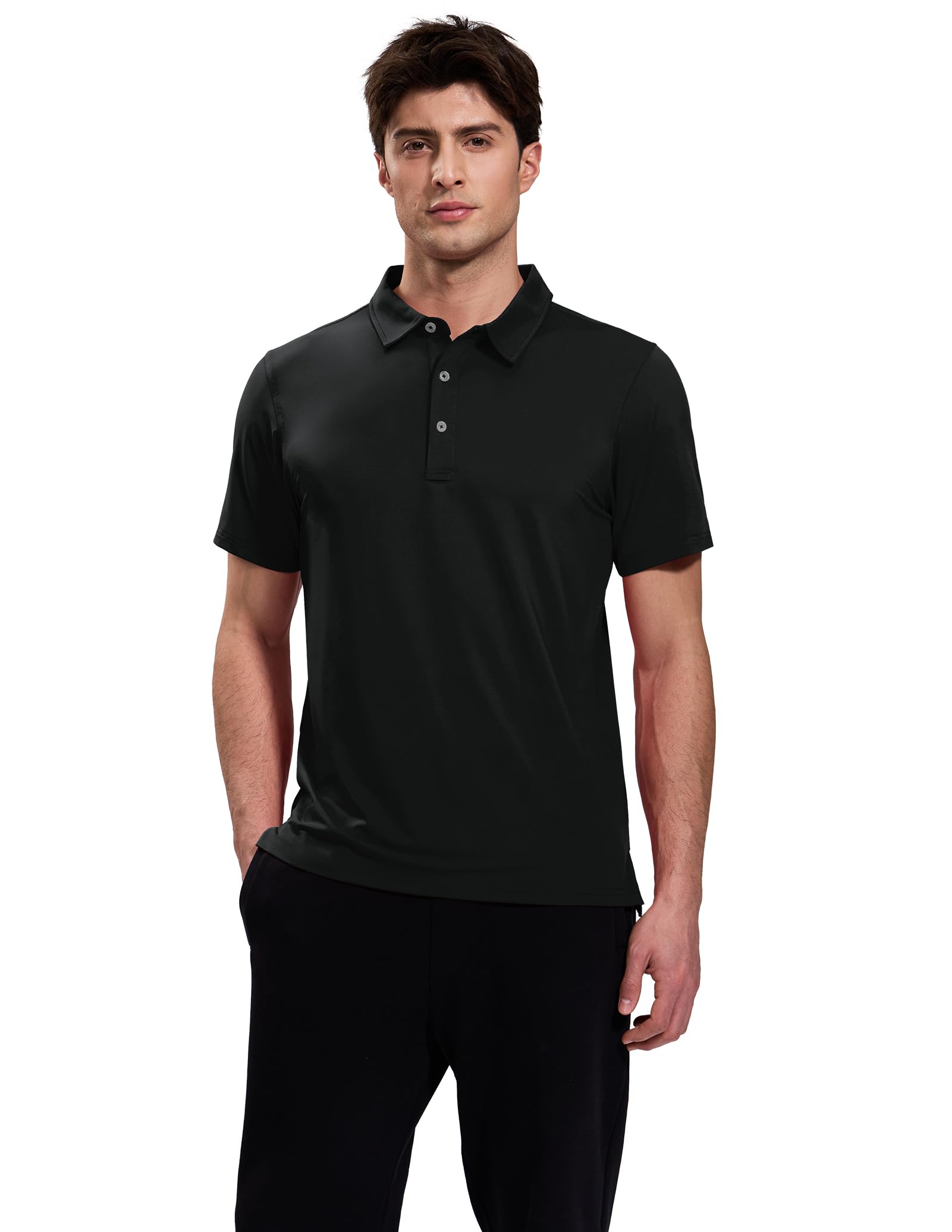 MIER Polo da uomo a maniche corte Dry Fit Performance Golf Tennis Active con colletto, protezione solare UPF 50+