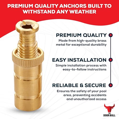 Miniatura 3 de Anclajes de cubierta de piscina para hormigón y adoquines, tamaño universal para agujeros de 34 pulgadas, mejor para instalación de cubierta de