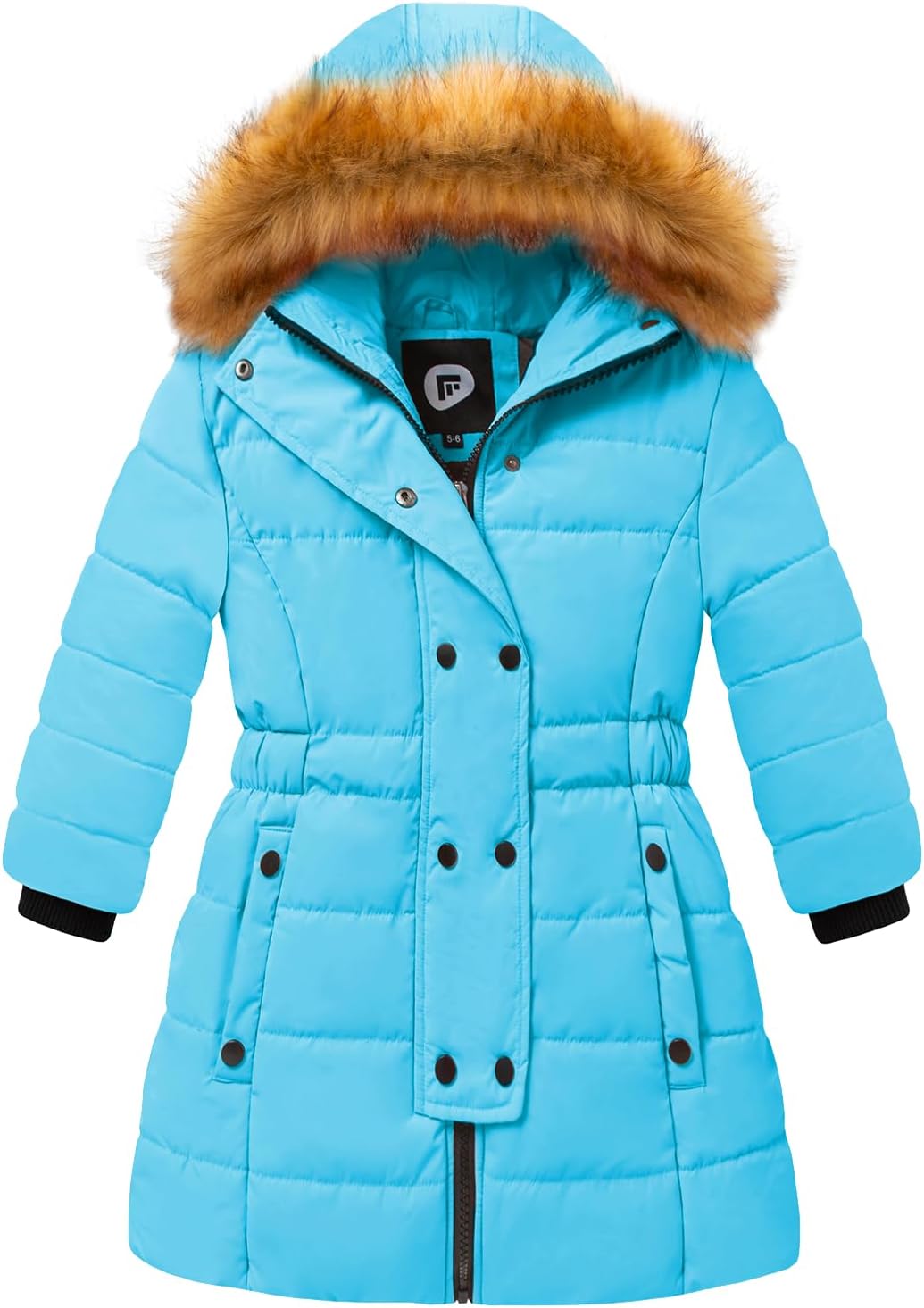 FARVALUE Girls Warm Winter Coats Thicken Long Parka Fleece Puffer Jacket Hooded Quilted Windbreaker