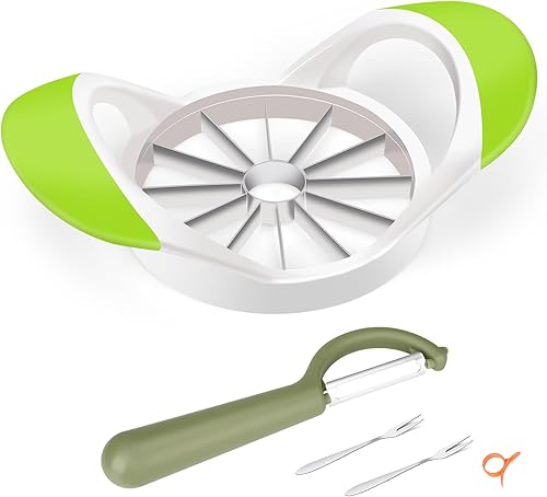 Descorazonador y divisor de acero inoxidable con 12 cuchillas superafiladas de 4.72 pulgadas, con 1 pelador de acero inoxidable súper afilado, 2