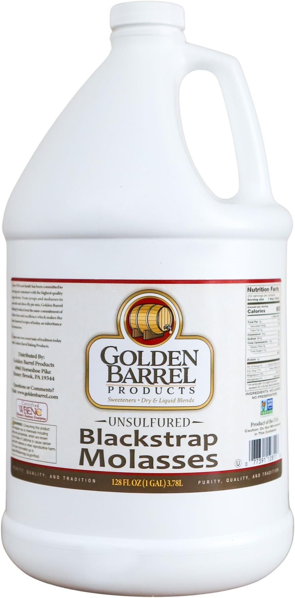 Golden Barrel Bulk Unsulfured Blackstrap Molasses Jug (128 Fl Oz)