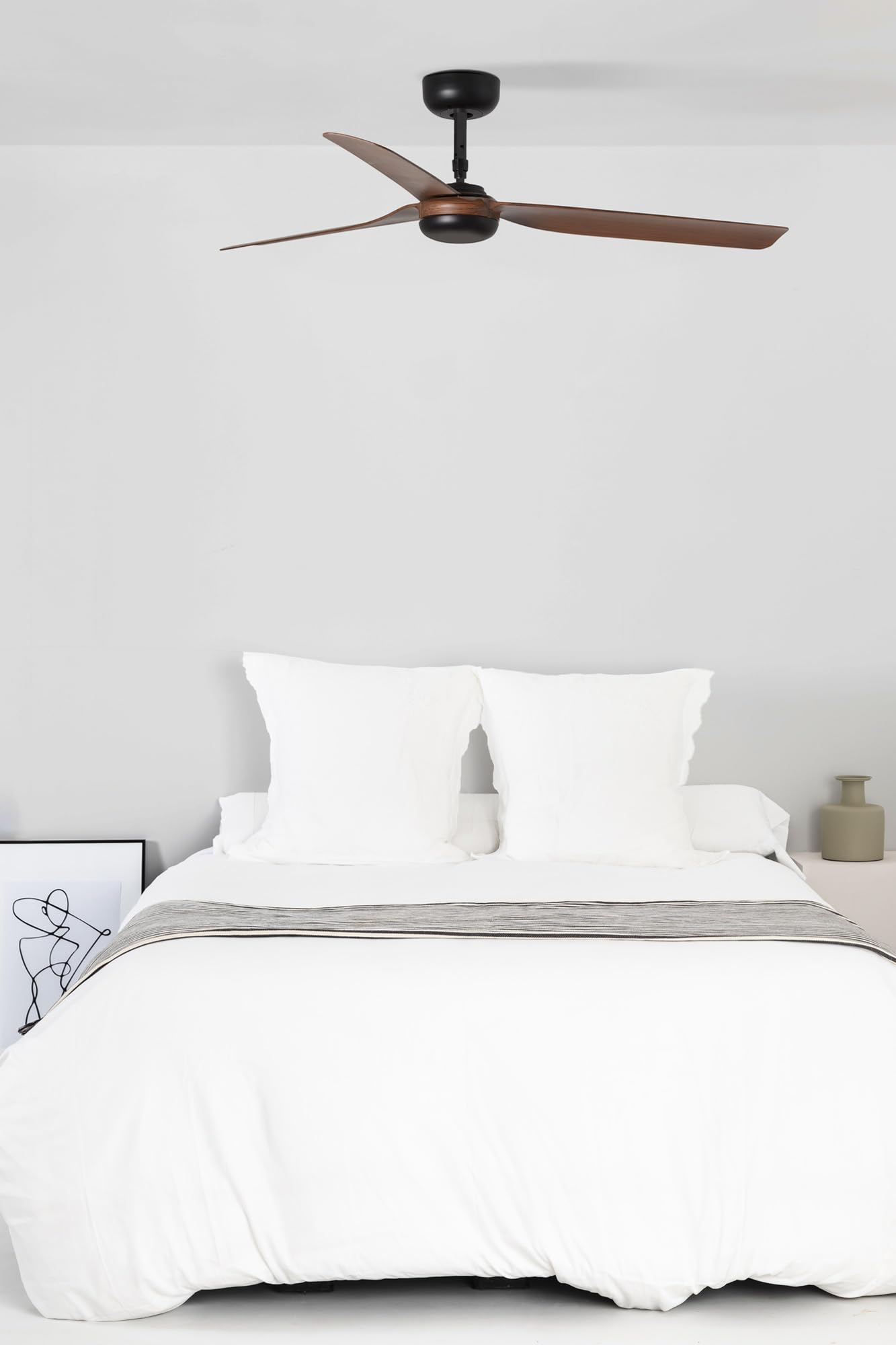 FARO BARCELONA 33817 - PUNT Ventilador de techo negro/madera oscura con motor DC