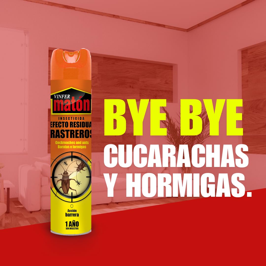 VINFERMATON – Insecticida Cucarachas y Hormigas Residual 400 ml | Spray Efecto Duradero para Interior y Exterior | Profesional Doméstico | 100 % MADE IN SPAIN