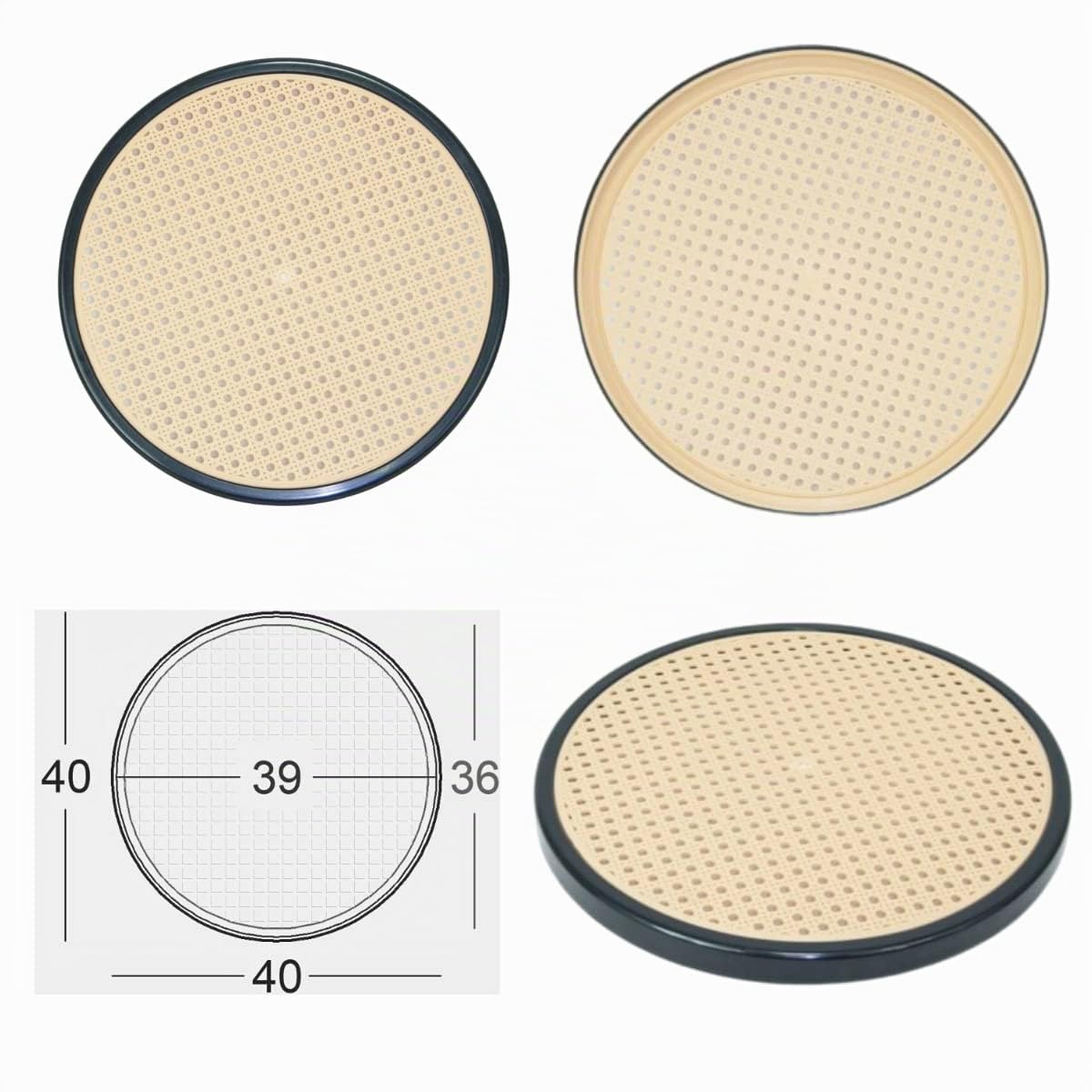 Tomaino - Recambios de silla redondos, recambios de asientos de paja para sillas Vienna, Bistrot, Thonet - 10 unidades (negro)
