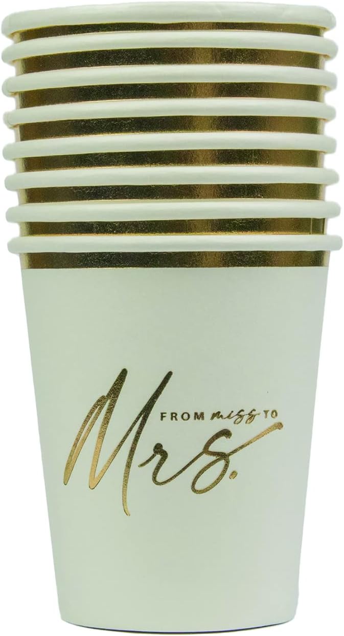 ThreeTwoOne Miss to Mrs Gold Foil Paper Cups Bridal Shower