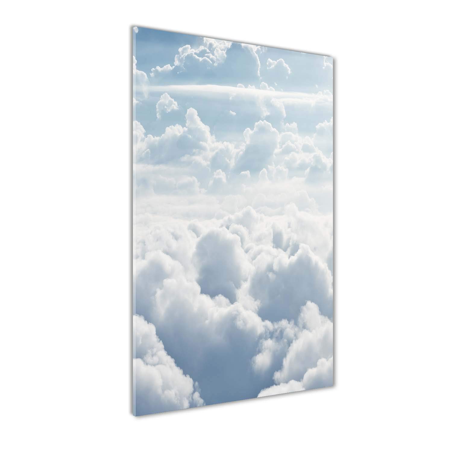 Tulup Impression sur Verre de 50x100 cm Image Tableau Photo décorative panoramique pour la Cuisine et Le Salon - Paysage - Vol au Dessus des Nuages - Blanc