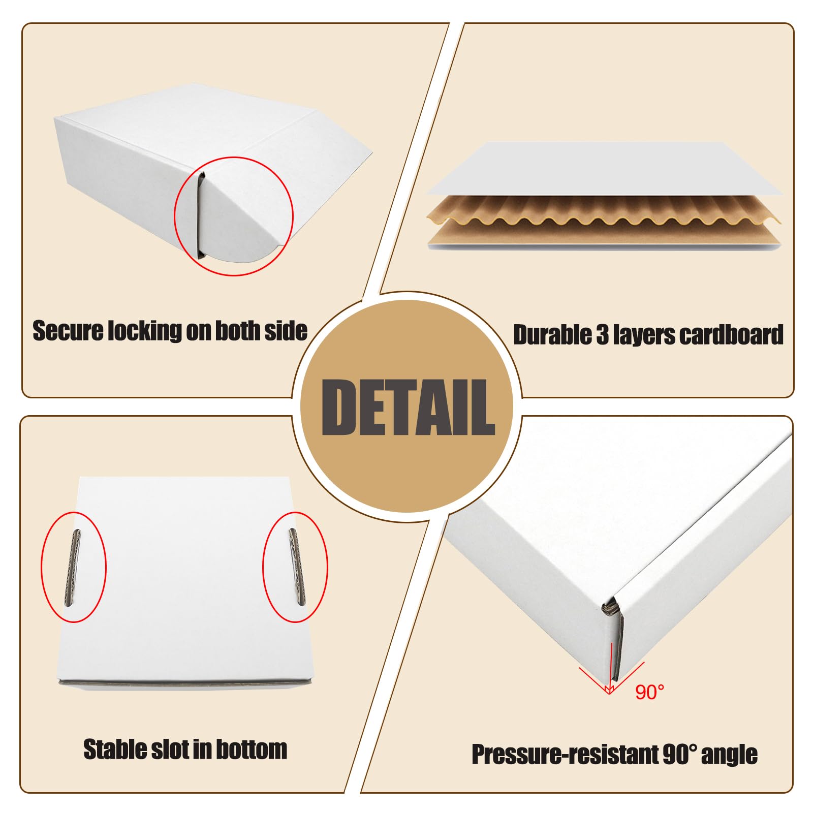 Lot de 50 petites boîtes d'expédition blanches en carton ondulé pour emballage professionnel 15,2 x 10,2 x 5,1 cm