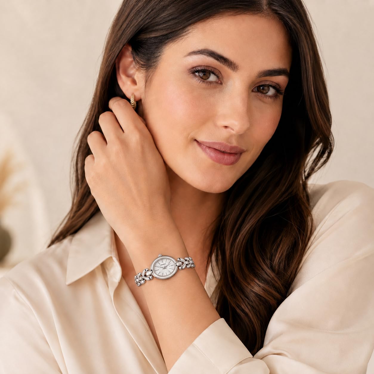 MASTOP Orologio da donna con bracciale ovale delicato, stile vintage, tonalità oro