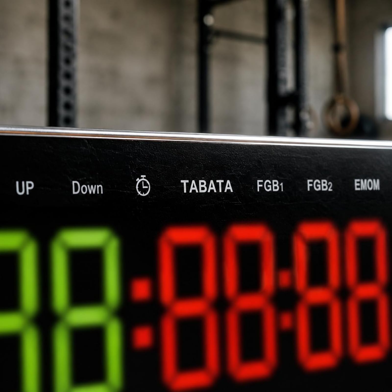 LOVIVER Fitness Timer Display Timer Palestra Orologio Digitale Cronometro Display LED Funzione Programmi EM FGB1 FGB2 Struttura Adatto per Sessioni Cross, Verde, Rosso, 2 Verde + 4 Rosso
