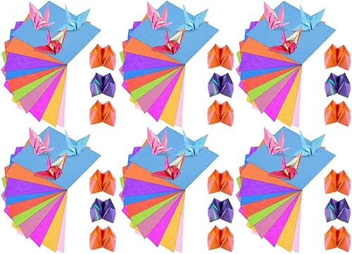 VICASKY Origami Kit de 300 piezas de papel metálico de origami, hoja de papel de aluminio con revestimiento de perlas, papel cuadrado para