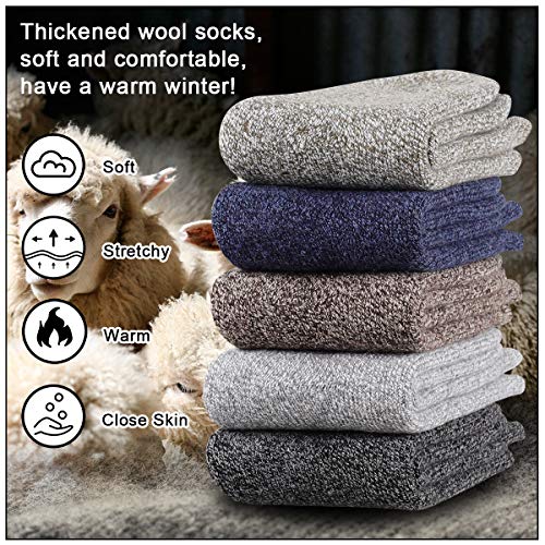 Image of Heatuff Women's Winter Wool Socks Warm Soft Full Cushion Crew Socks (5 Pairs)