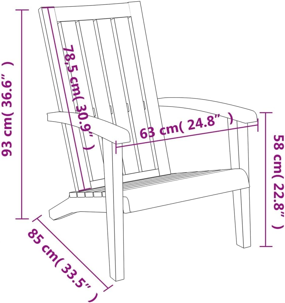 vidaXL Garden Adirondack Chair Set of 2 Black Polypropylene Standard
