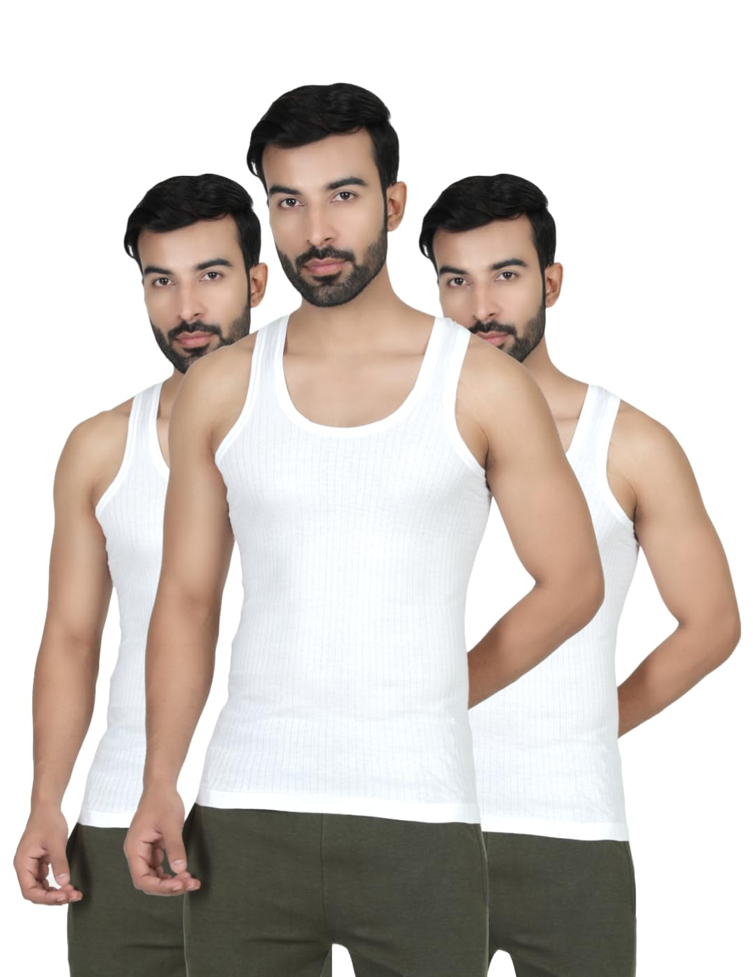 digsel mens wear DIGSEL Mens 100% Cotton PERMIUM Quality White Sleeveless Vest Parker_Pack of 3-picture-43