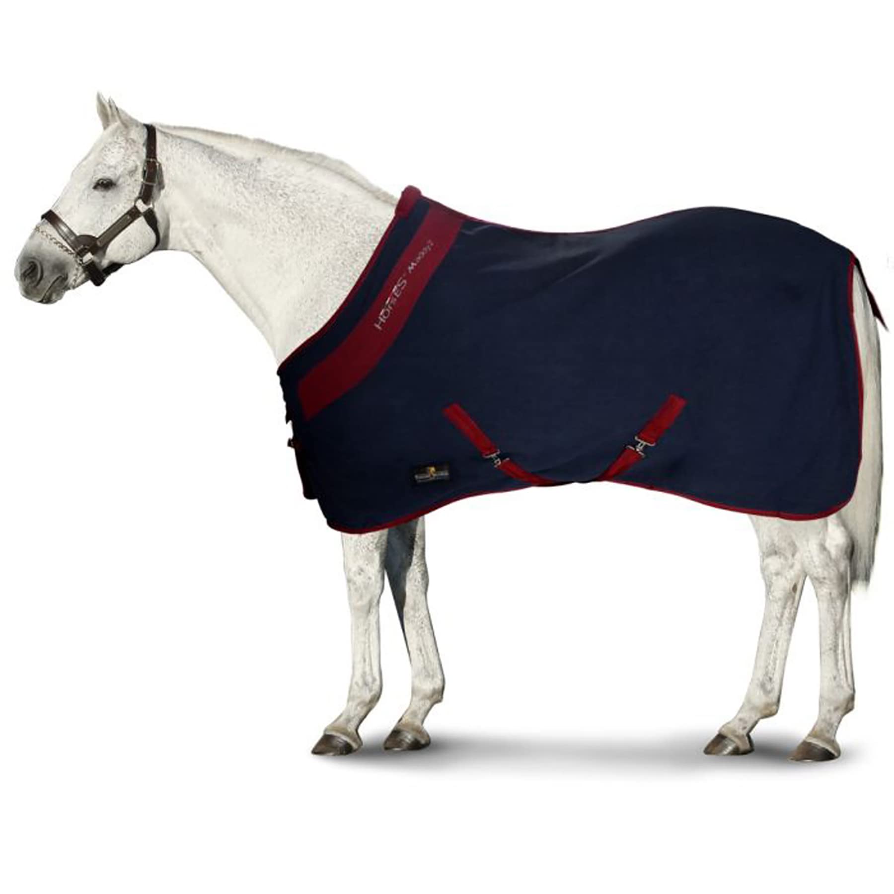 Horses, Manta de algodón Maddy 2 ligera transpirable para primavera y verano con correa y cubierta de cola 145 cm, color azul oscuro y burdeos