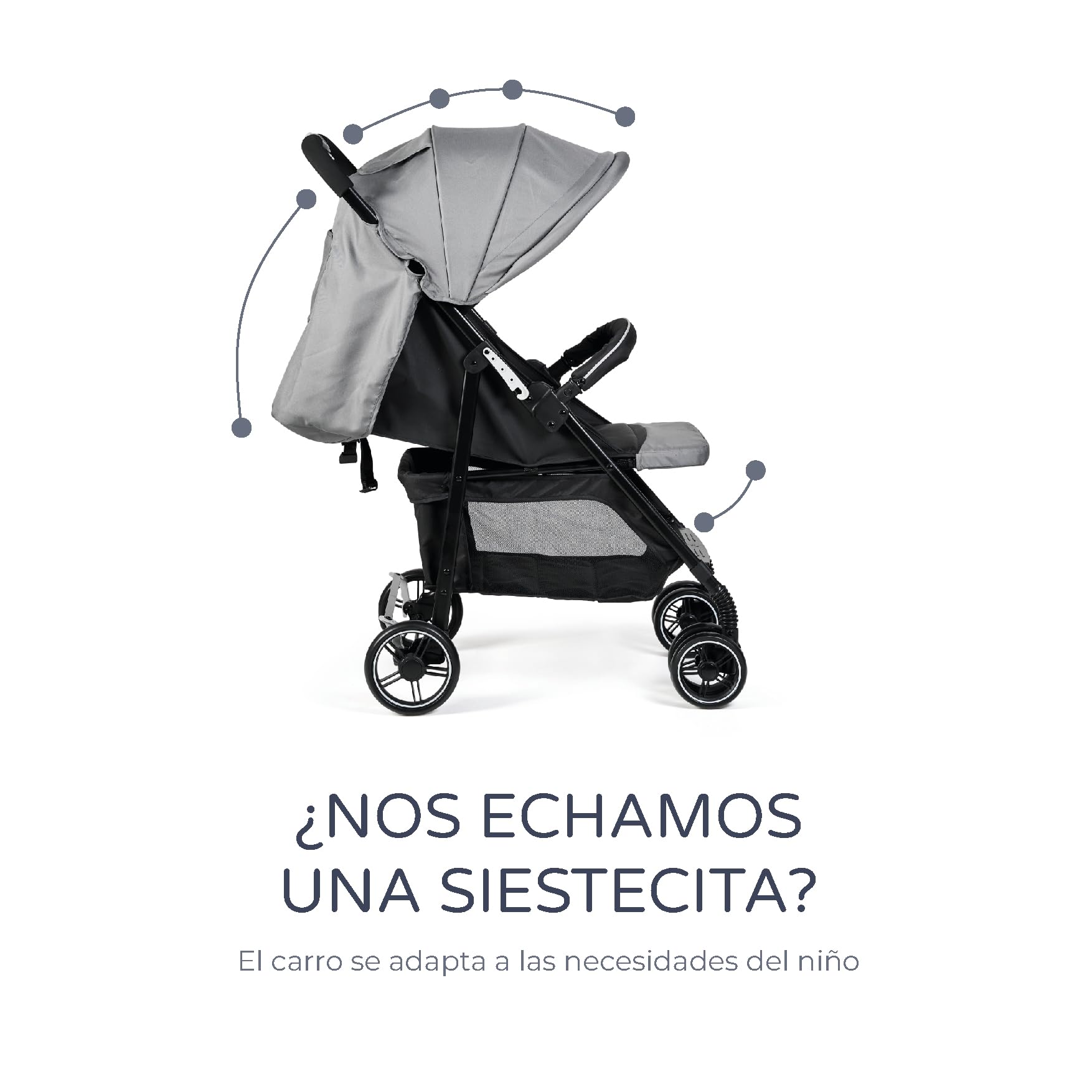 Ms - Silla de Paseo Street | Carrito Bebe lígero desde Nacimiento hasta 36 meses o 22 kg | Con Amortiguadores, Capota XXL y reclinación máxima
