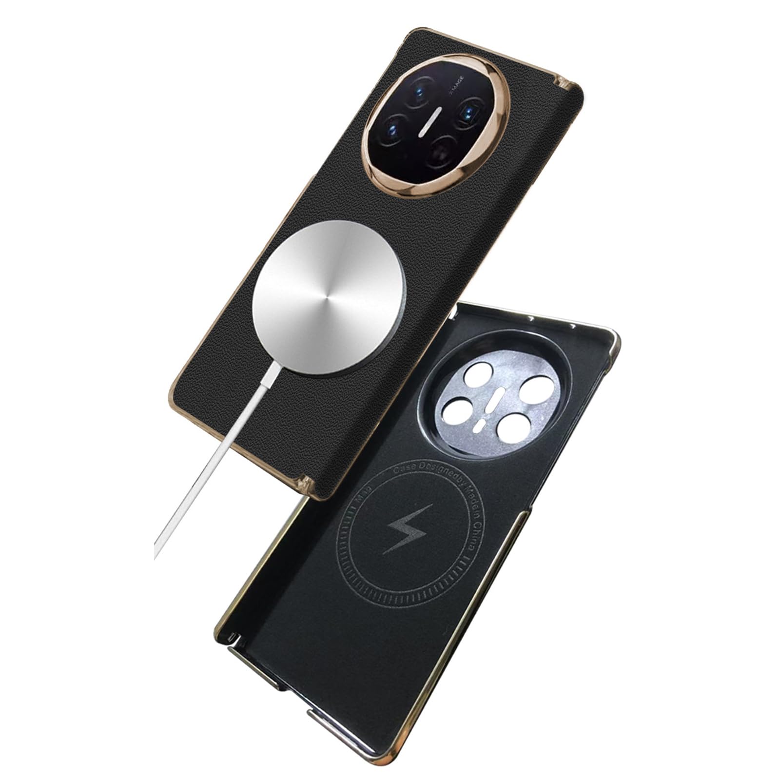 Hülle Magnetisches Für Huawei Mate X6, Echtes Lederhülle Flip View Fenster Schutzhülle Luxury Rundumschutz Stossfest Galvanisierte Handyhülle,Grün,Mate X6