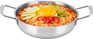 Korea Noodle Pot, Fast Heating Stainless Steel Ramen Cooking Stockpot,Binaural Pasta Pots Kitchen Cookware for Paghetti Soup Porridge Noodle(26cm)