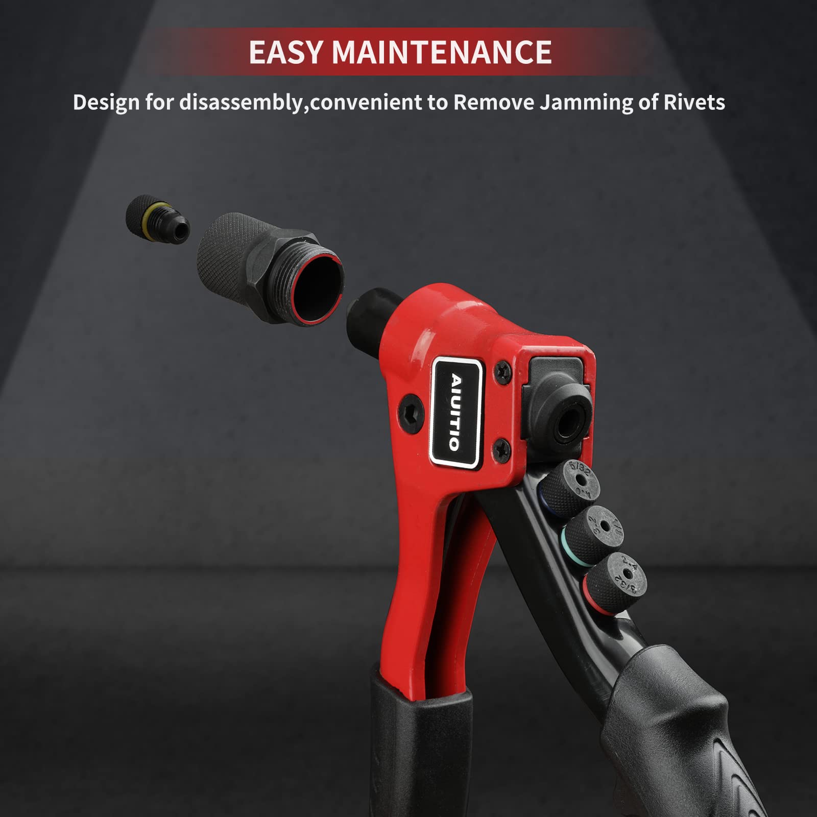 AIUITIO Rivet Gun with 200Pcs Rivets, Manual Rivet Gun Kit with 4 Tool
