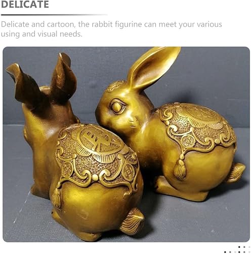 Miniatura 9 de Decoraciones en forma de conejo, escultura de conejo de latón, adorno chino del festival de primavera lunar 2023, regalo de Año Nuevo, decoración de