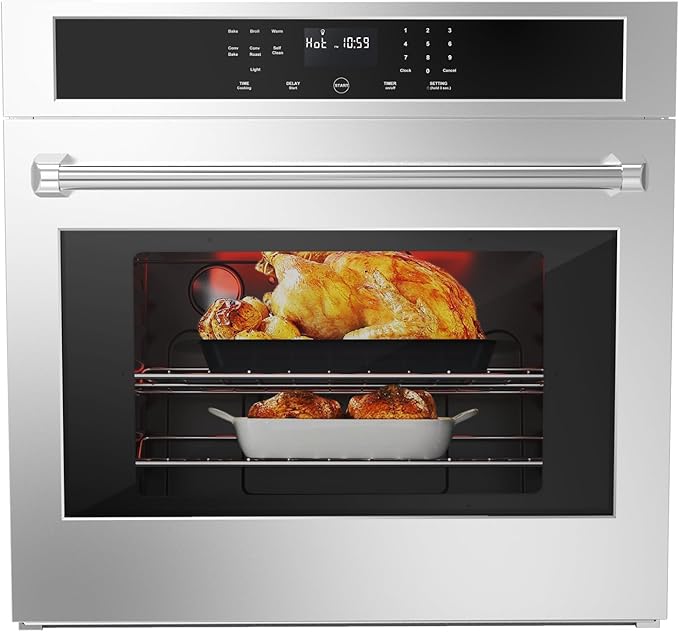 Wall Oven 30 Inch Electric Range, 4.8 Cu.Ft. Built-In Convection Oven with Broil Bake Roast Function, Safety Lock, LED Display, Touch Control, Timer, 3800W, Sliver