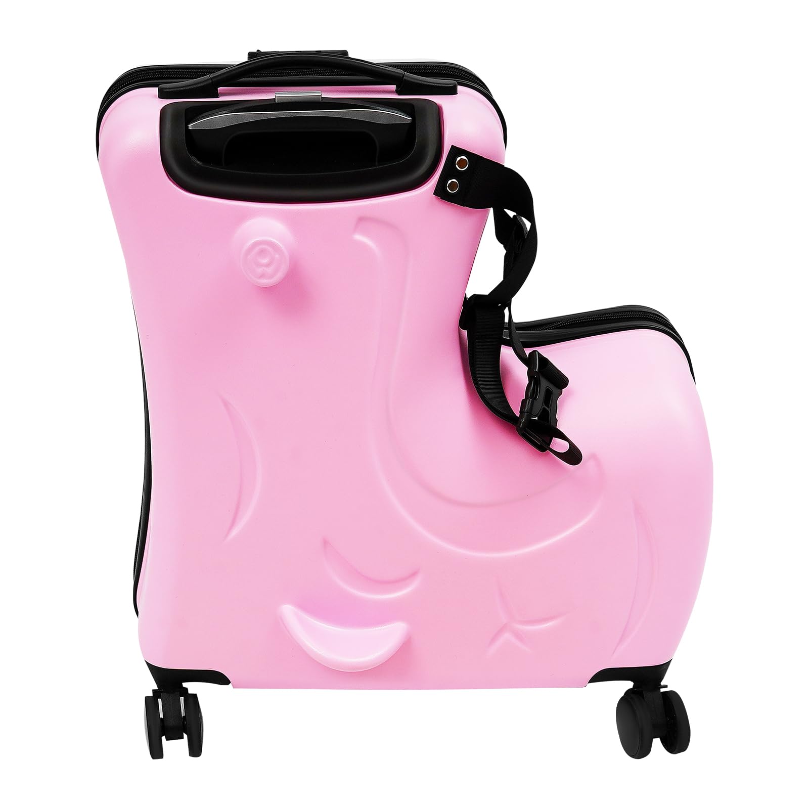 Walizka dziecięca do siedzenia na górze, walizka podróżna z pasem bezpieczeństwa, podnóżkami, 4 rolki, zamek szyfrowy, nośność 30 kg, 20 l, twarda obudowa, dla dzieci w wieku 3-6 lat, różowa