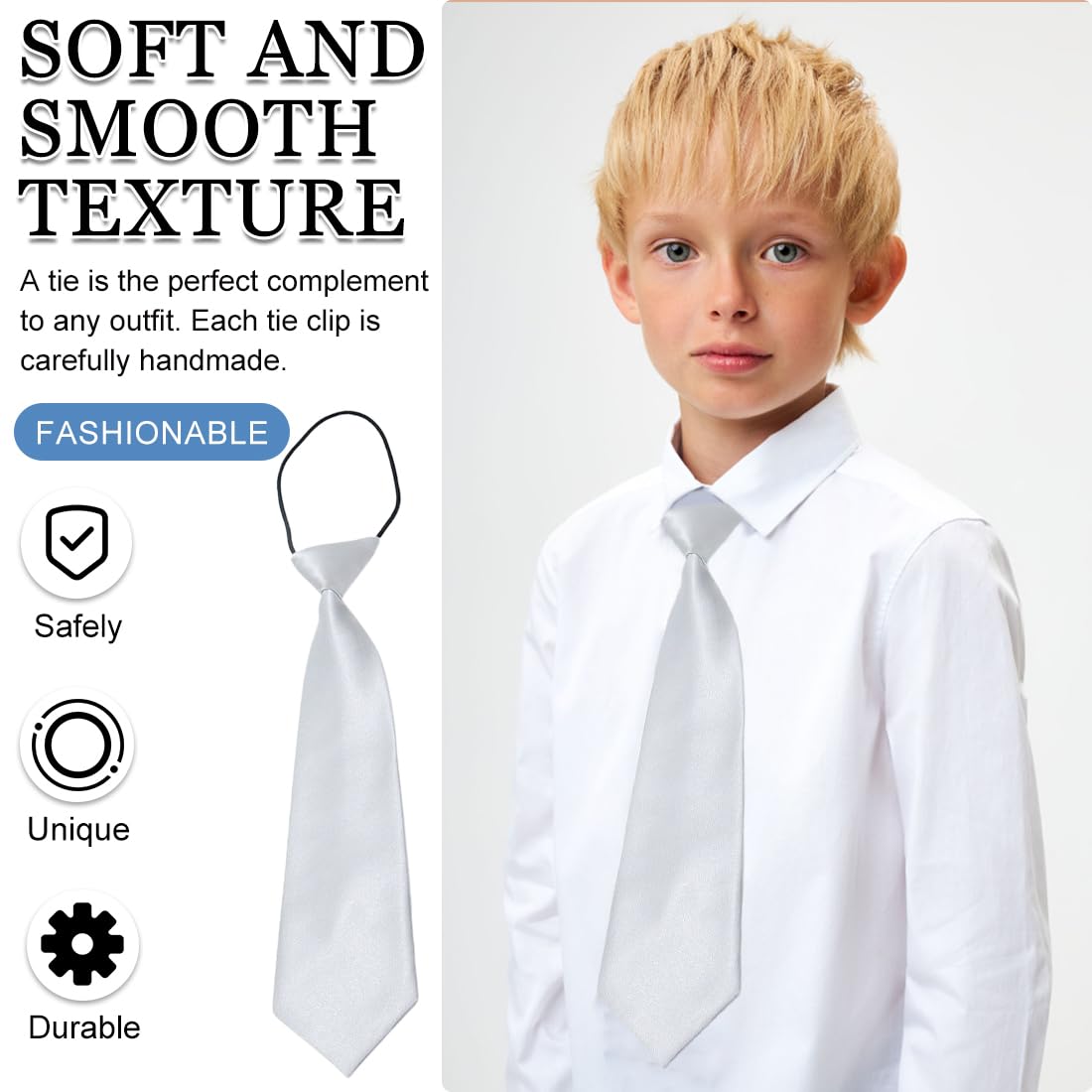 Corbata plateada para bebé con elástico – Efecto elegante