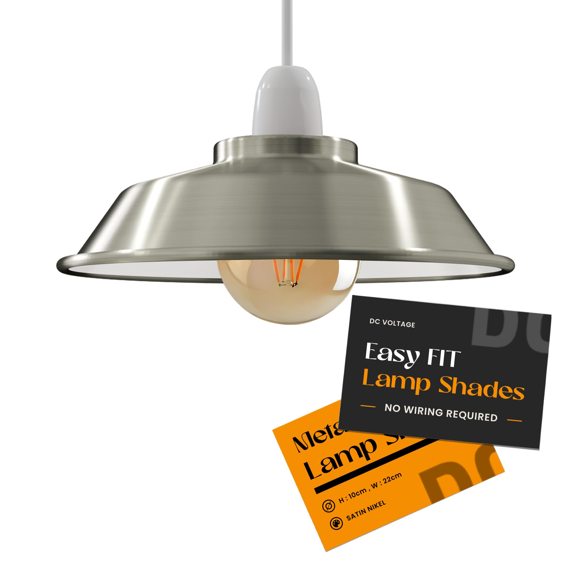 Satin Nickel Metal Bowl Lampshade for Living Room, Bedroom, Kitchen