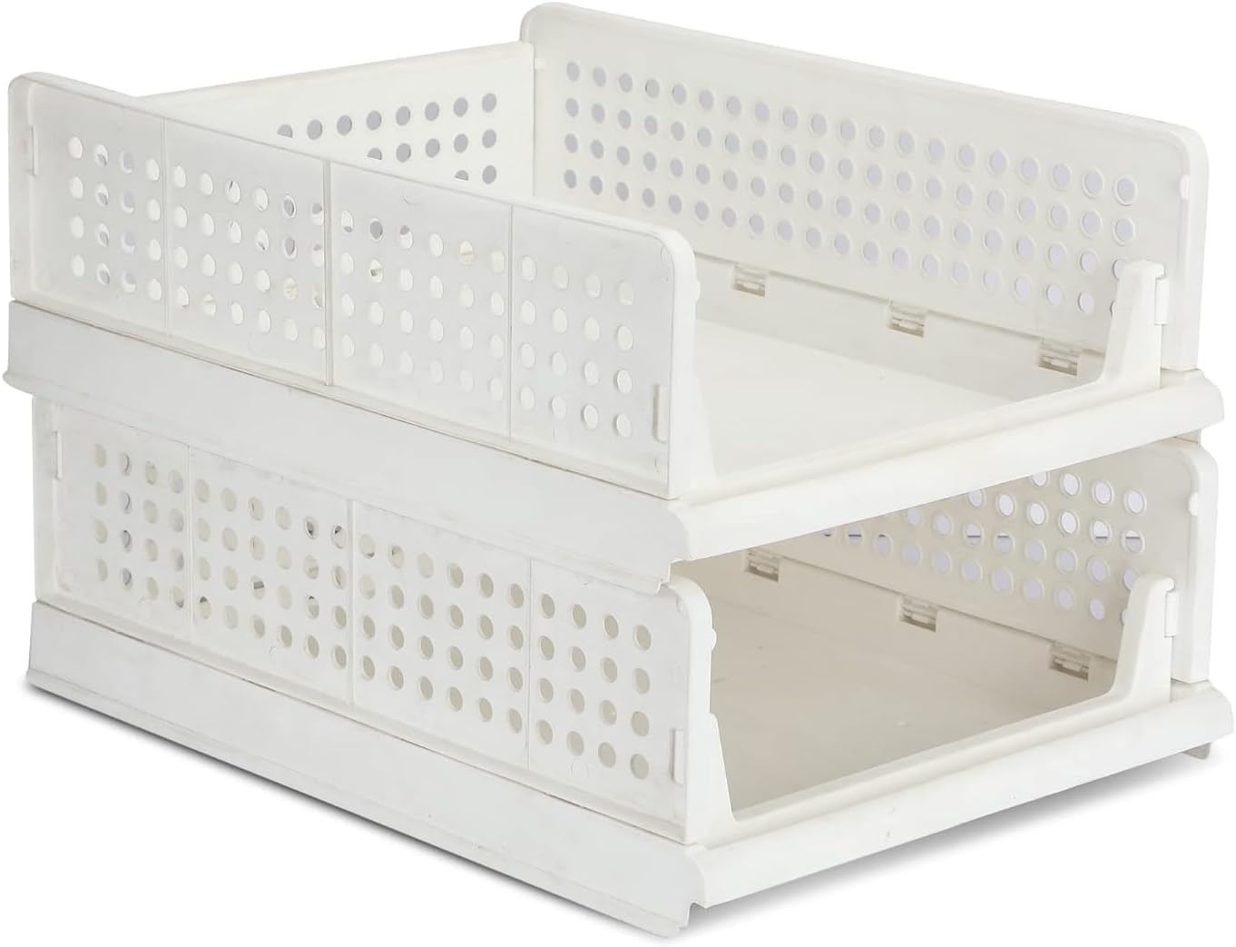 Foldable Stackable Wardrobe Organizer - Efficient Closet Storage Solution (Pack of 2, White)
