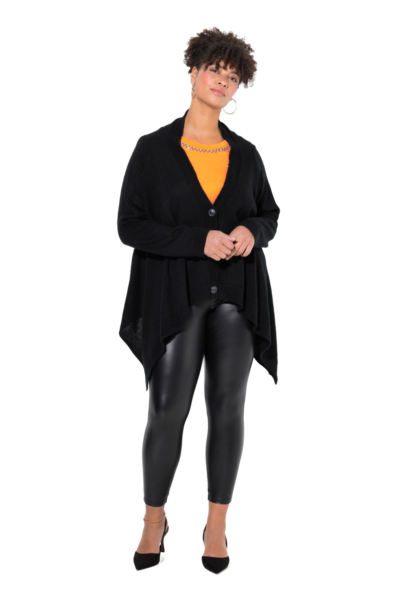 MIAMODA Damen große Größen Übergrößen Plus Size Strickjacke, Cape-Look, Knopfleiste, Langarm 833983