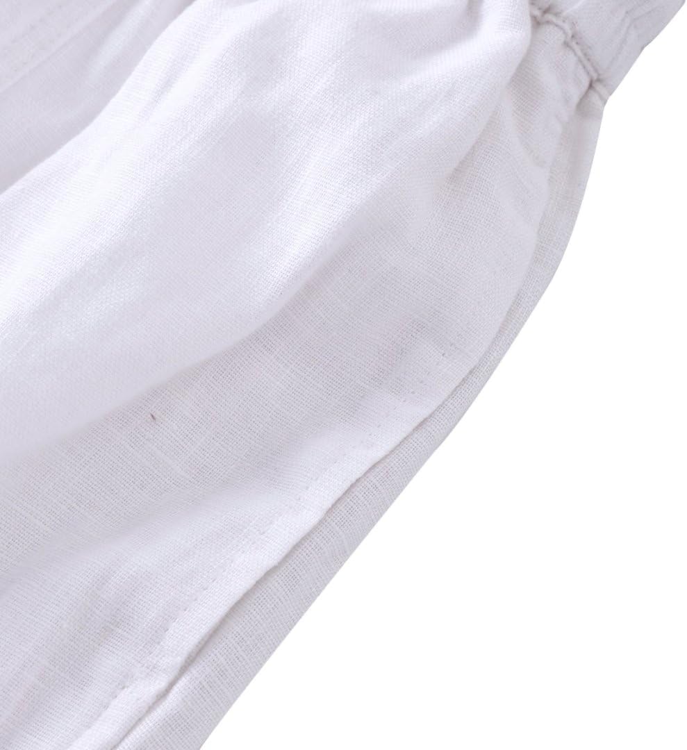 Amazhiyu Women's 100% Linen Elastic Waist Drawstring Tapered Pants Summer - Image 5