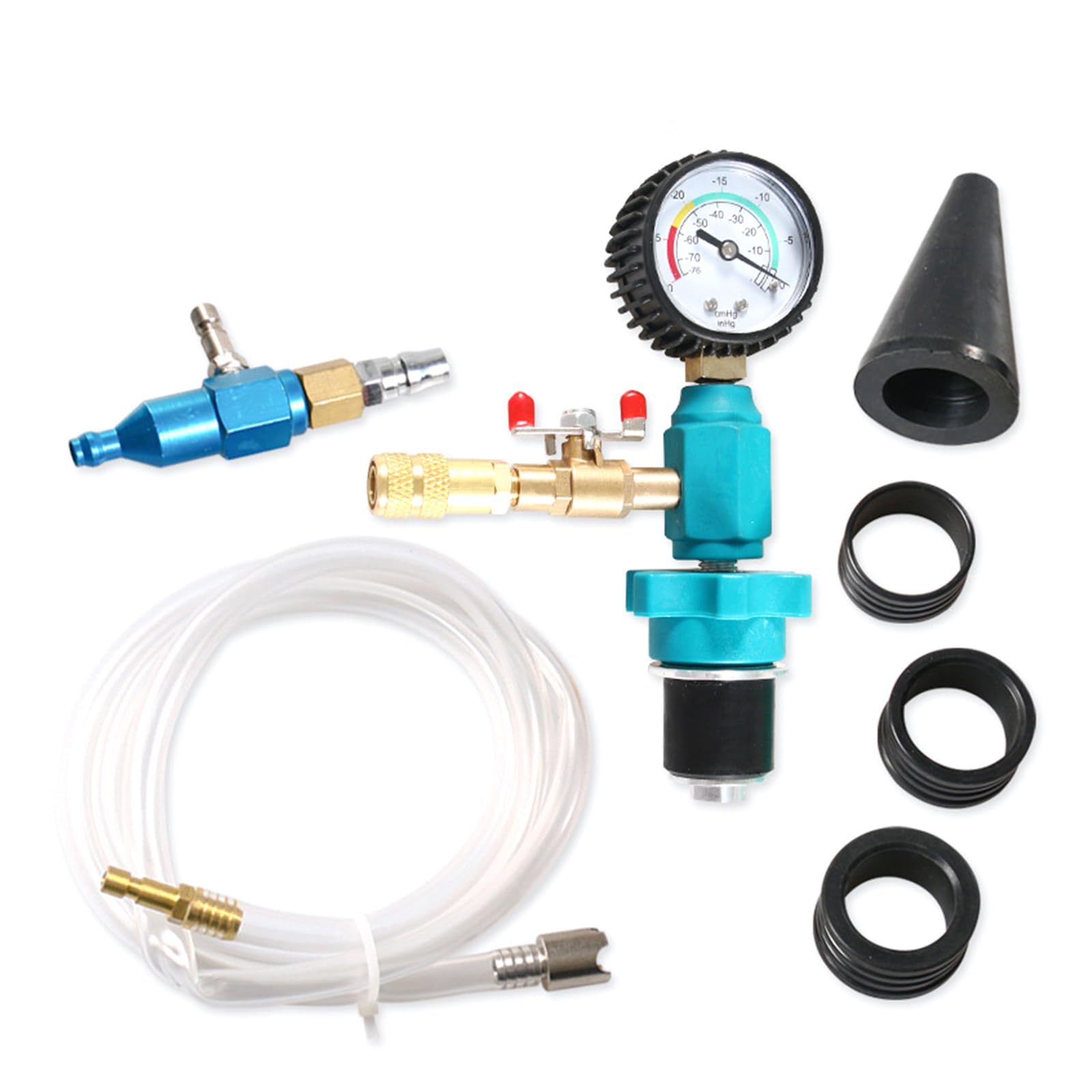 Kit professionale ricarica del liquido refrigerante a vuoto per auto e con adattatori universali e funzione spurgo rapido Set riempimento del liquido refrigerante per auto