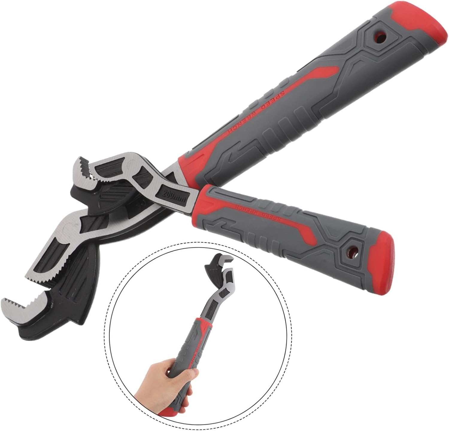 2pcs Multifunctional Self-locking Wrenches with Large Jaw Opening for Pipeline Maintenance and Ratchet Replacement Adjustable Heavy Duty Plumbing Tools