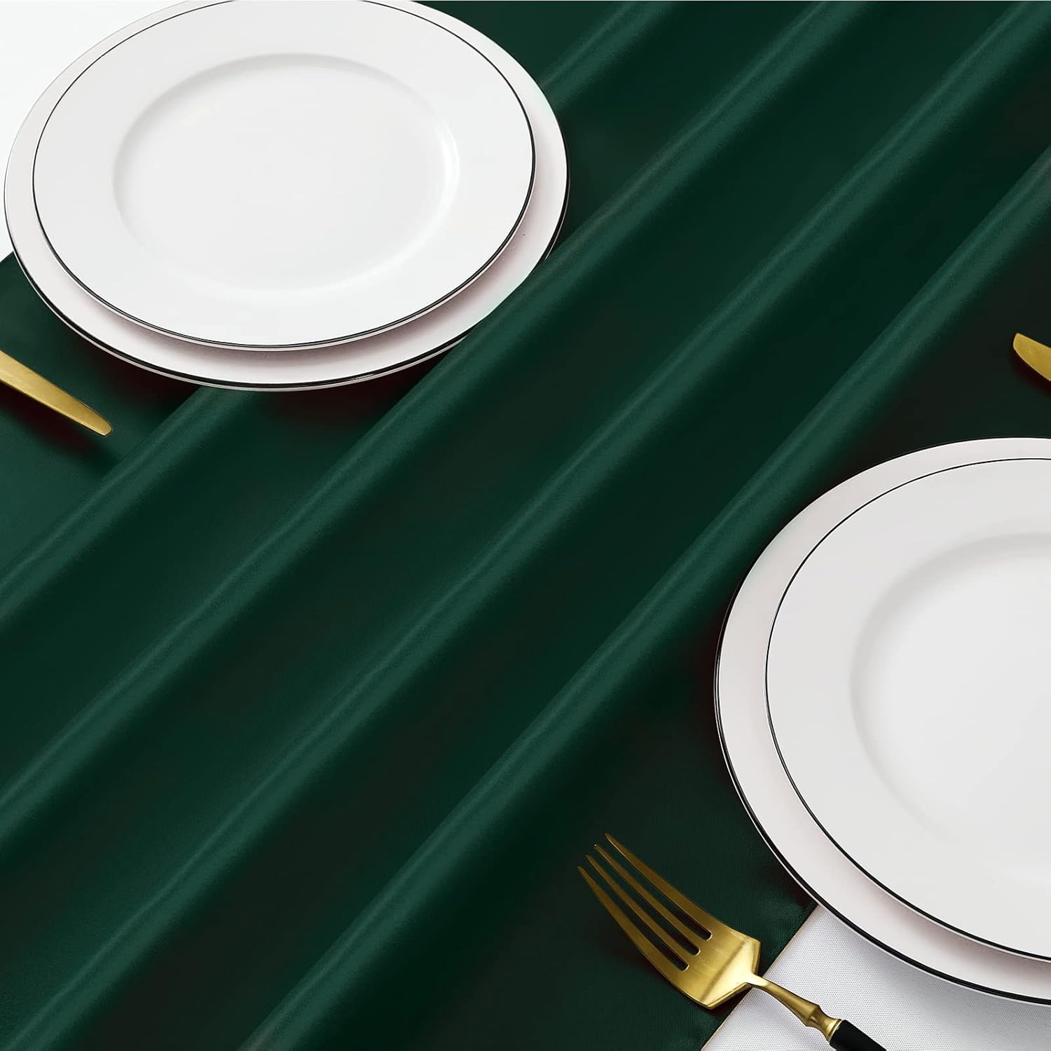 Manyshofu 24Pcs Satin Dark Green Table Runner - 12 x 108 Inch Long Size, Party Table Runner Decor Bright & Smooth Wedding Decorations Table Runners for Banquet Chef Birthday Buffet Dinner Graduations